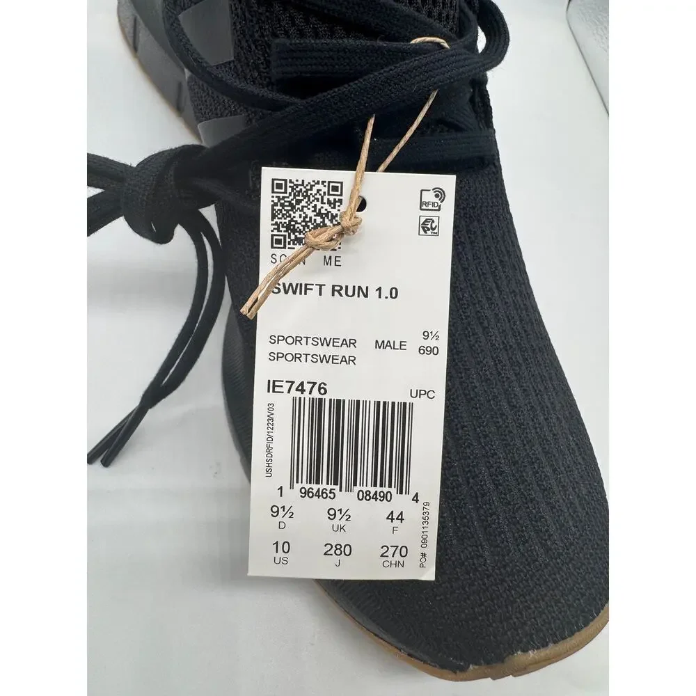 Adidas Mens Swift Run 1.0 Sneakers Size 10 Black Gum Athletic Running Shoes NWT - Picture 7 of 9
